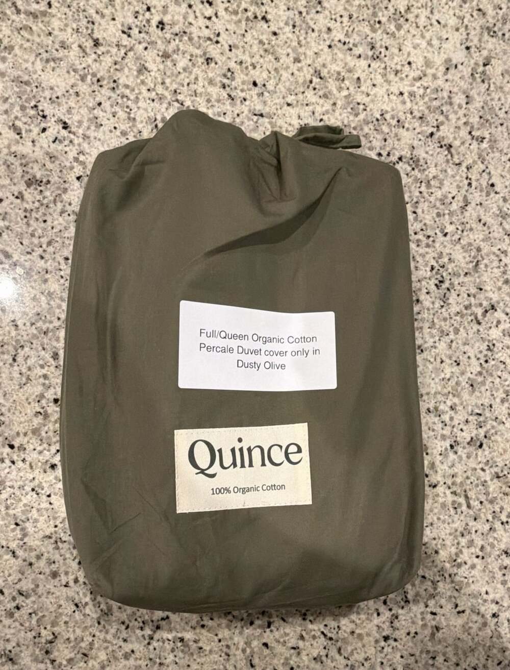 Quince Full/Queen Organic Cotton Percale Duvet Cover in Dusty Olive
